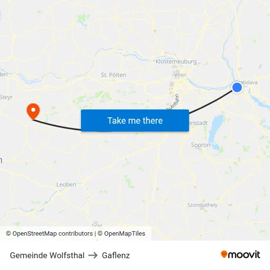 Gemeinde Wolfsthal to Gaflenz map
