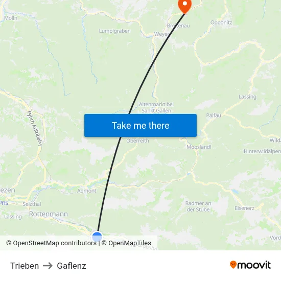 Trieben to Gaflenz map