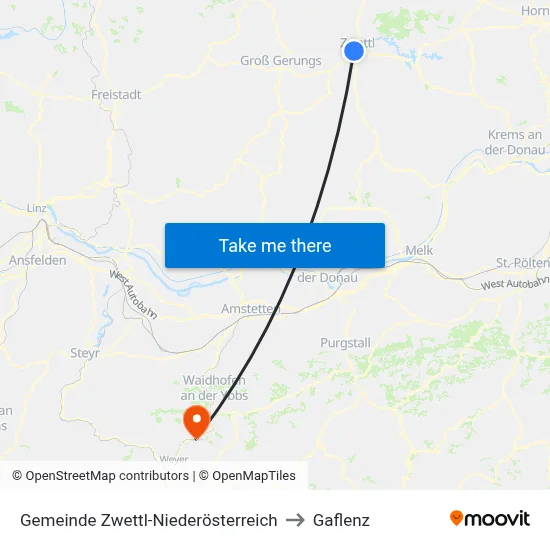 Gemeinde Zwettl-Niederösterreich to Gaflenz map