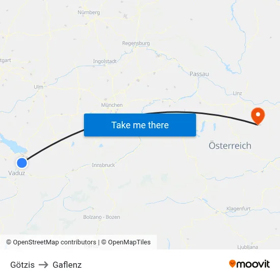 Götzis to Gaflenz map