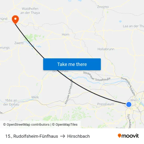15., Rudolfsheim-Fünfhaus to Hirschbach map