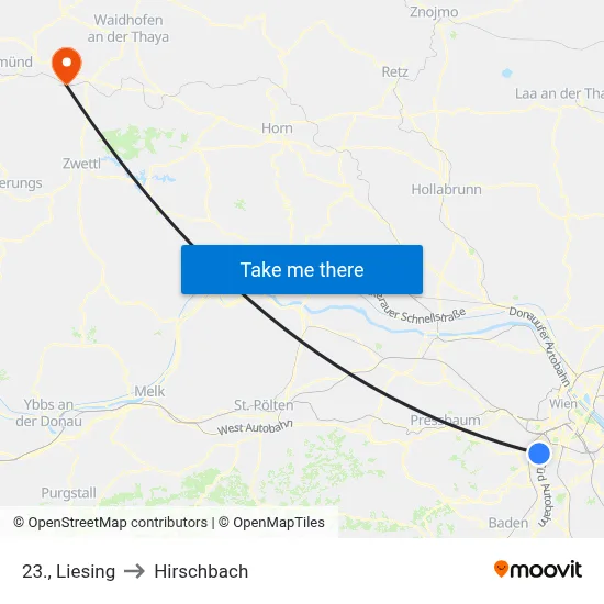 23., Liesing to Hirschbach map