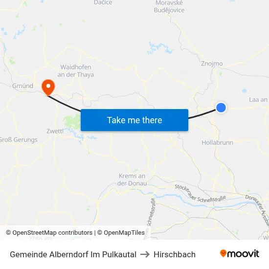 Gemeinde Alberndorf Im Pulkautal to Hirschbach map