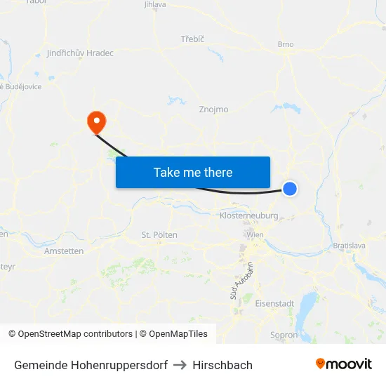 Gemeinde Hohenruppersdorf to Hirschbach map