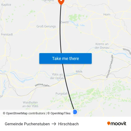 Gemeinde Puchenstuben to Hirschbach map