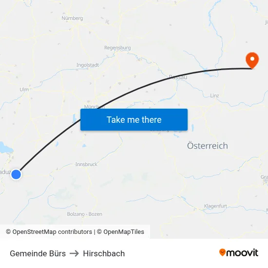 Gemeinde Bürs to Hirschbach map