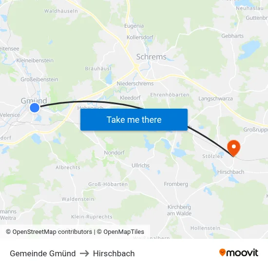 Gemeinde Gmünd to Hirschbach map