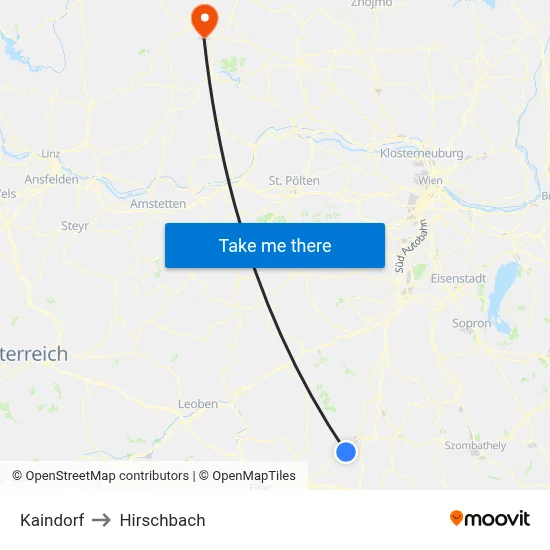 Kaindorf to Hirschbach map