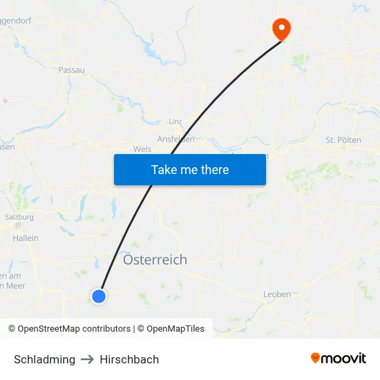 Schladming to Hirschbach map