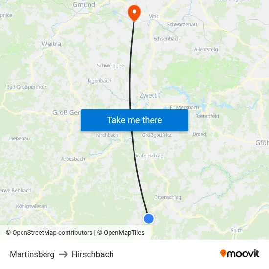 Martinsberg to Hirschbach map