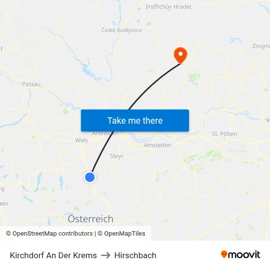 Kirchdorf An Der Krems to Hirschbach map