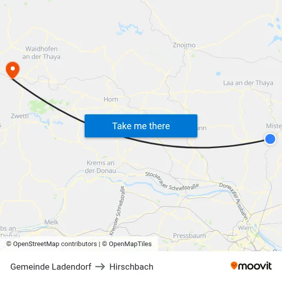Gemeinde Ladendorf to Hirschbach map