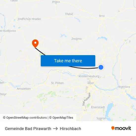 Gemeinde Bad Pirawarth to Hirschbach map
