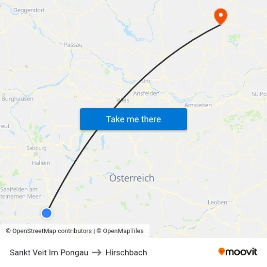 Sankt Veit Im Pongau to Hirschbach map
