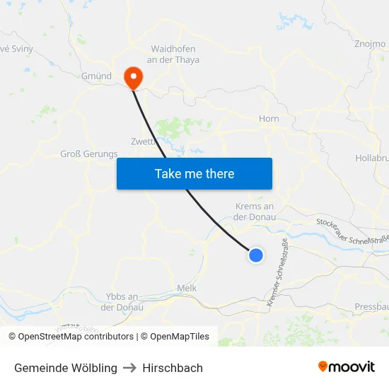 Gemeinde Wölbling to Hirschbach map