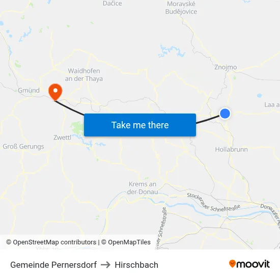 Gemeinde Pernersdorf to Hirschbach map