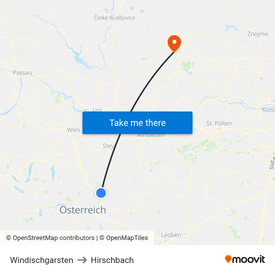 Windischgarsten to Hirschbach map