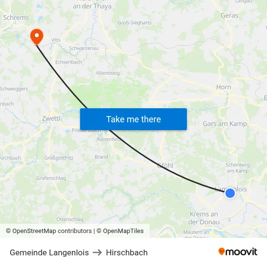 Gemeinde Langenlois to Hirschbach map