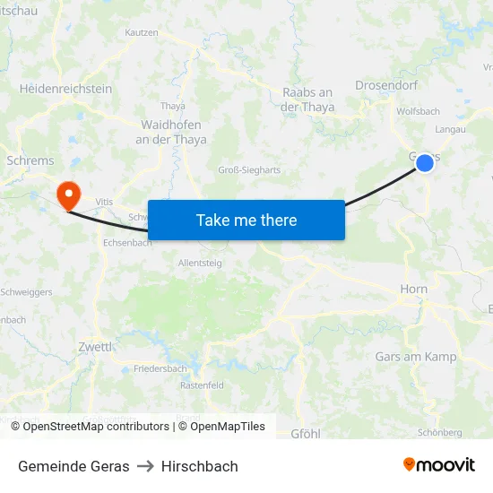 Gemeinde Geras to Hirschbach map
