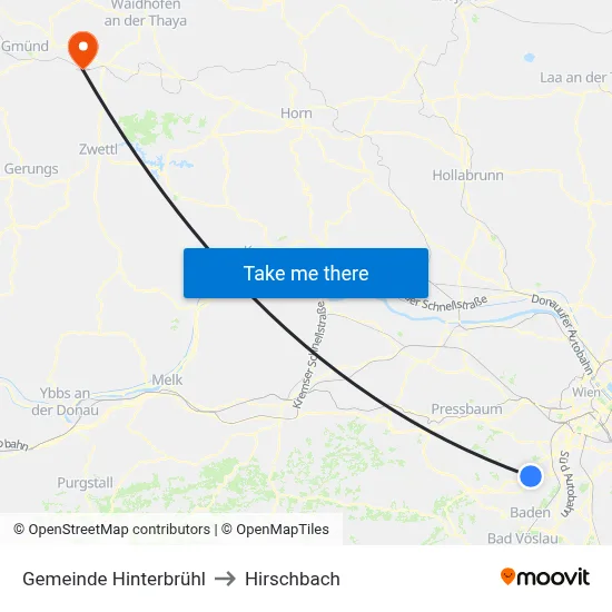Gemeinde Hinterbrühl to Hirschbach map