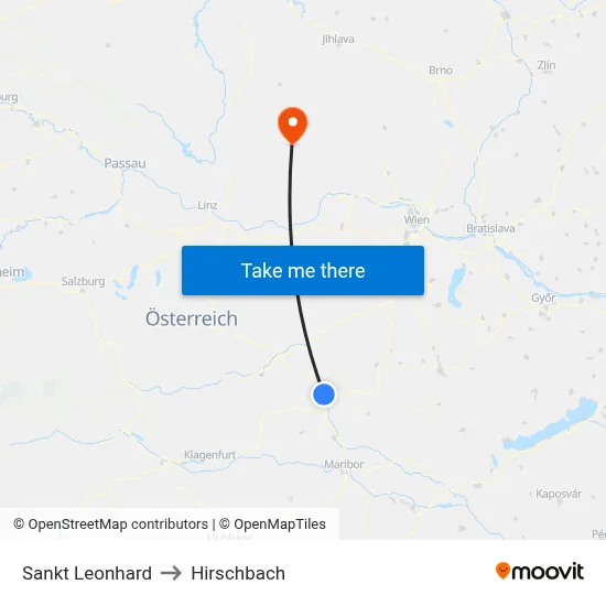 Sankt Leonhard to Hirschbach map