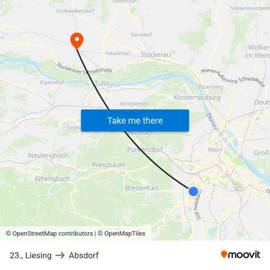 23., Liesing to Absdorf map