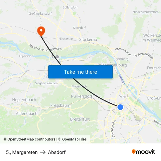 5., Margareten to Absdorf map