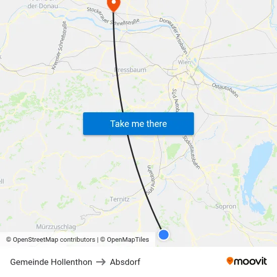 Gemeinde Hollenthon to Absdorf map