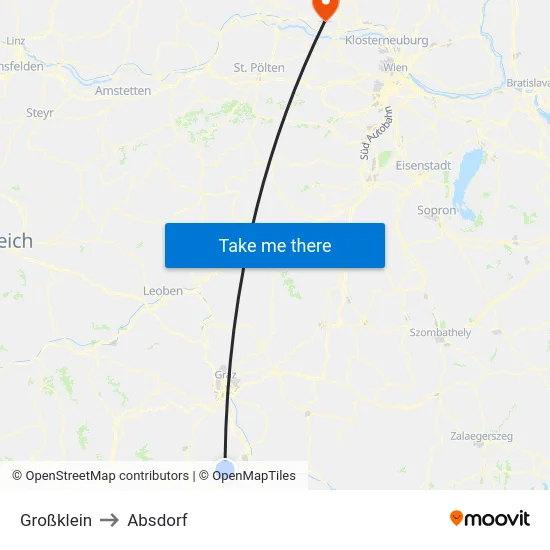 Großklein to Absdorf map