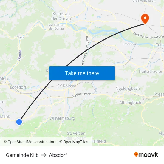 Gemeinde Kilb to Absdorf map