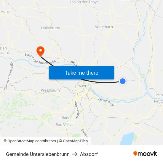 Gemeinde Untersiebenbrunn to Absdorf map