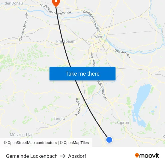 Gemeinde Lackenbach to Absdorf map