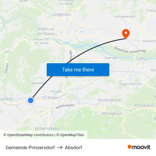 Gemeinde Prinzersdorf to Absdorf map