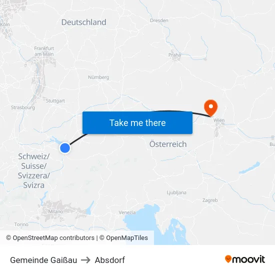 Gemeinde Gaißau to Absdorf map