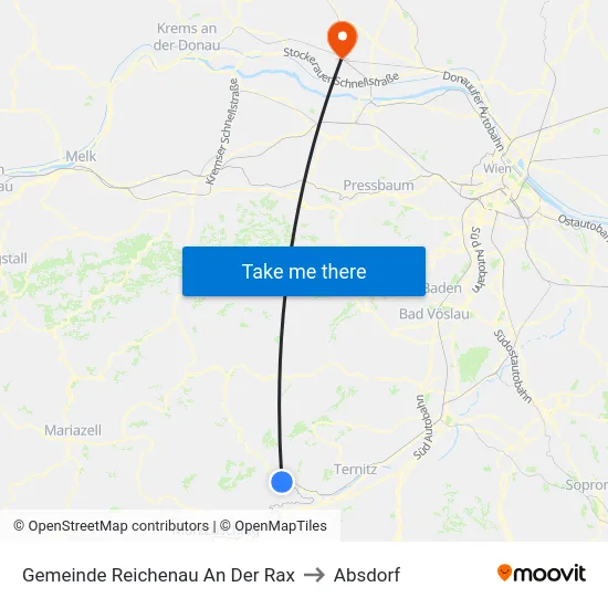 Gemeinde Reichenau An Der Rax to Absdorf map