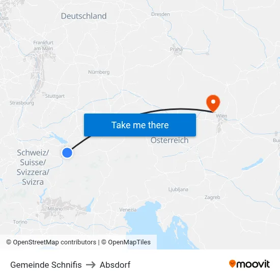 Gemeinde Schnifis to Absdorf map