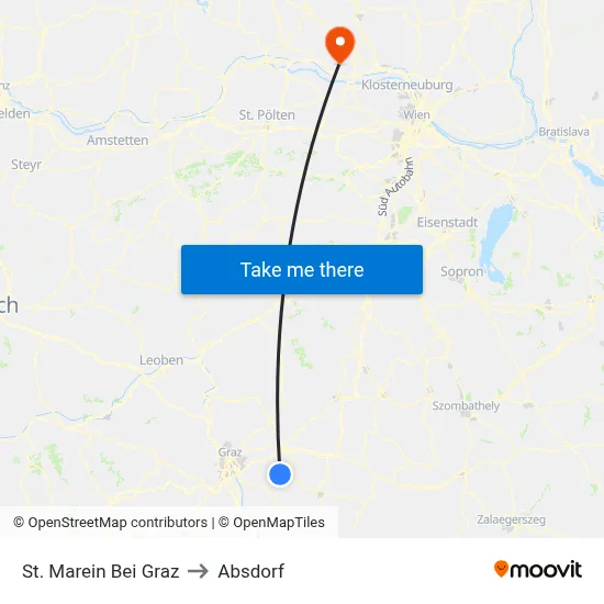St. Marein Bei Graz to Absdorf map