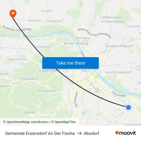Gemeinde Enzersdorf An Der Fischa to Absdorf map