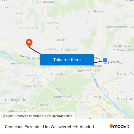 Gemeinde Enzersfeld Im Weinviertel to Absdorf map