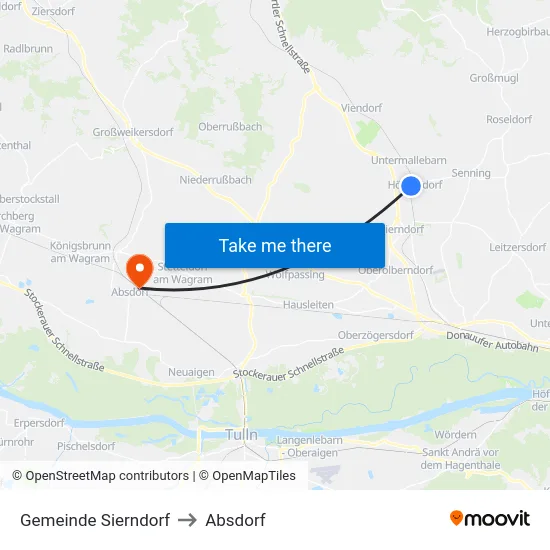 Gemeinde Sierndorf to Absdorf map