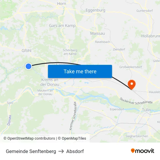 Gemeinde Senftenberg to Absdorf map