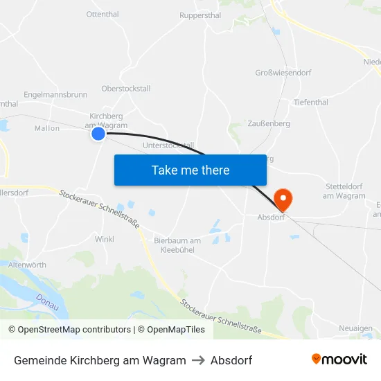 Gemeinde Kirchberg am Wagram to Absdorf map