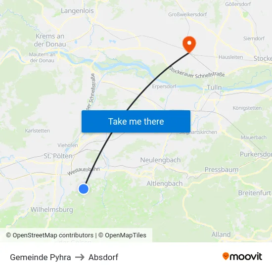 Gemeinde Pyhra to Absdorf map