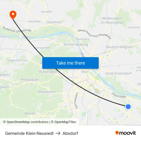 Gemeinde Klein-Neusiedl to Absdorf map