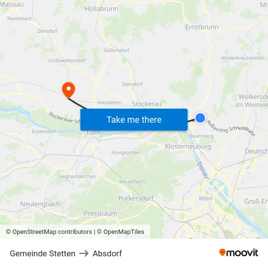 Gemeinde Stetten to Absdorf map