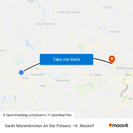 Sankt Marienkirchen An Der Polsenz to Absdorf map
