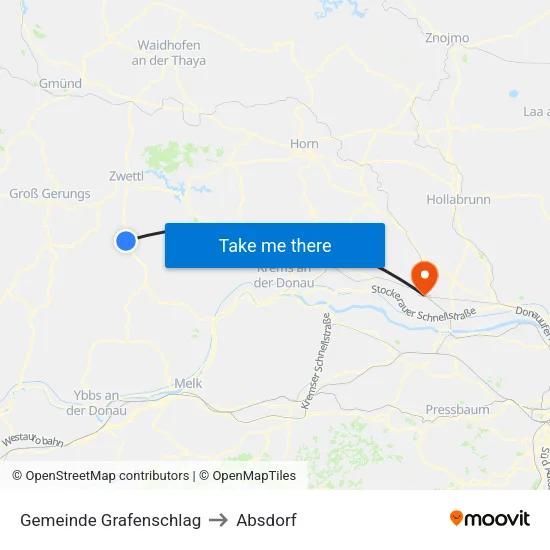 Gemeinde Grafenschlag to Absdorf map