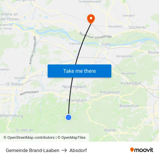 Gemeinde Brand-Laaben to Absdorf map