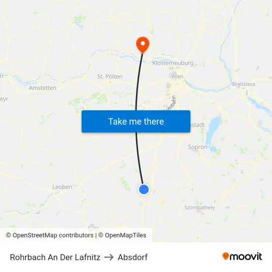 Rohrbach An Der Lafnitz to Absdorf map