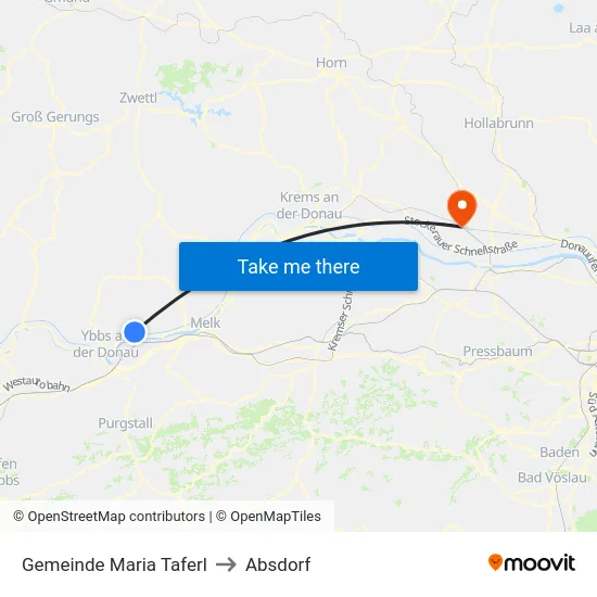Gemeinde Maria Taferl to Absdorf map